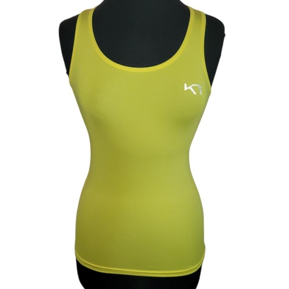 Kari Traa Neon Yellow Racerback Tank XS Norway Fitness Running Workout Gym
